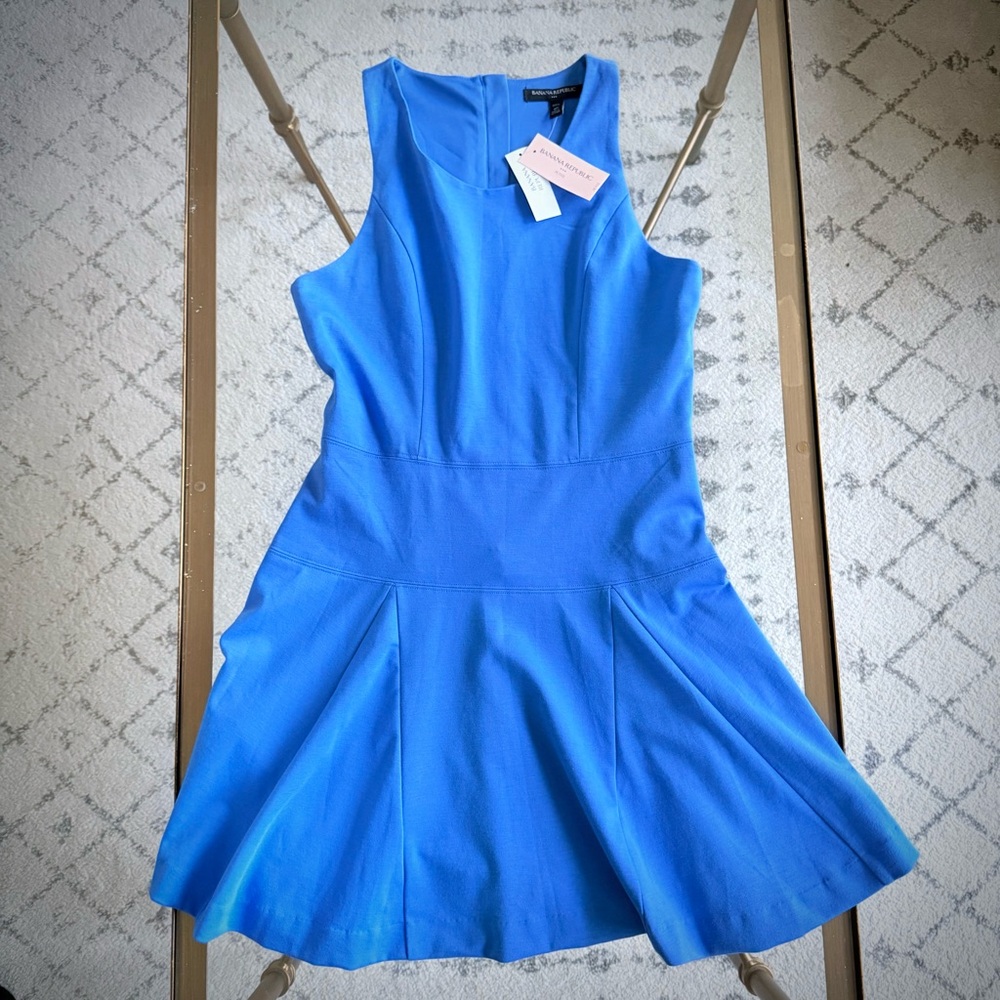 Banana Republic Dress Womens Sleeveless Raceback Seam Fit & Flare Blue